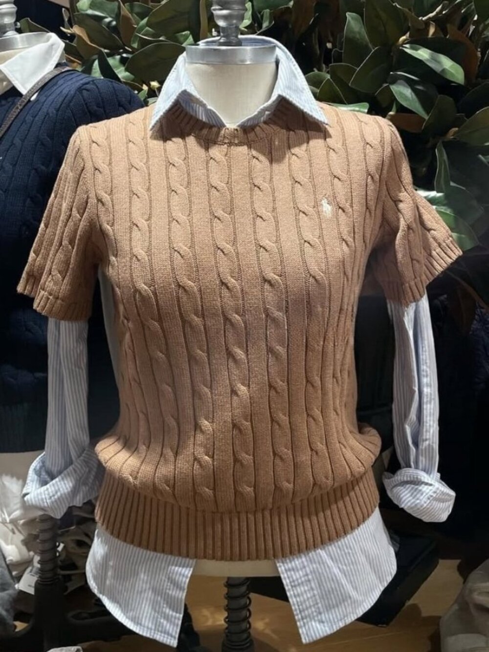 Polo Ralph Lauren Cable knit Short sleeve Sweater - Camel